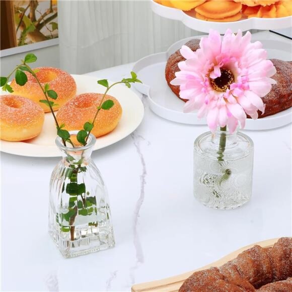 Glass Bud Vases Set of 4,Small Flower Vases for Wedding Centerpiece - Picture 4 of 8